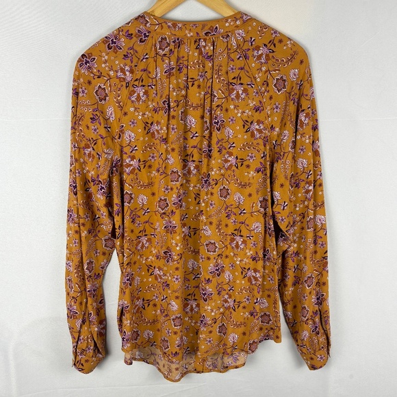 NWOT J Jill Womens Long Sleeve Peasant Blouse Top Sz M Mustard Yellow Boho Gypsy - Picture 3 of 7